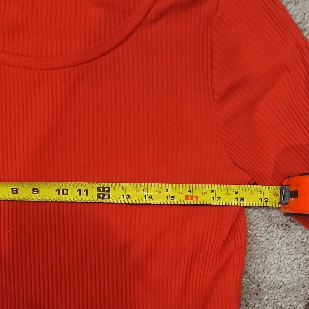 J.Crew Belvedere Ribbed Bell Sleeve Top XL Extra Large Bright Cherry Red Blouse